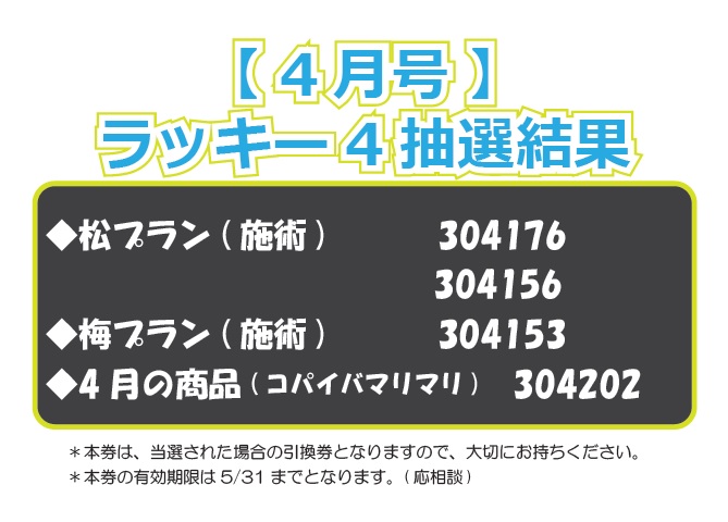 【ラッキー4抽選結果】