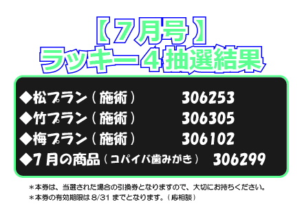 【ラッキー4抽選結果】