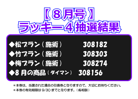 【ラッキー4抽選結果】