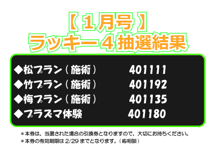 【ラッキー4抽選結果】