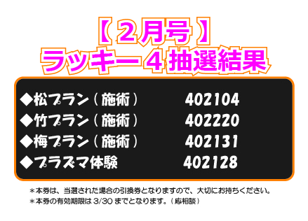 【ラッキー4抽選結果】