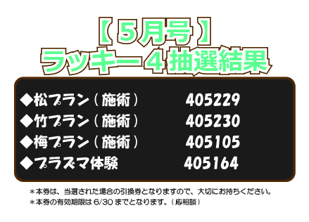 【ラッキー4抽選結果】