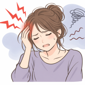 頭痛に苦しむ女性のイラスト